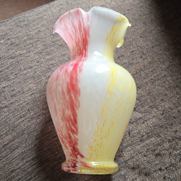 Murano Other - Vintage Murano? Colorful Glass Vase - Red and Yellow Blown Glass Tulip Neck
